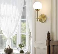 BOKT Brushed Gold Wall Sconce Mid Century Modern 1-Light Globe Round Wall  Light Fixture Vintage Bathroom Vanity Wall Sconce Lighting Frosted White ...