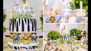 Decorate a lovely jungle cake for your dessert table, and the other accompaniments can be animal faced cookies and cupcakes. Baby Shower Animal Theme For Boy Youtube