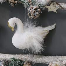 He supposed he hadn't exactly met m. Set Of 3 White Swan Christmas Ornaments
