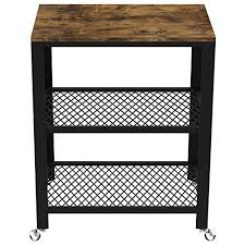 Retro metal kitchen cart on wheels. Ironck Industrial Kitchen Cart 3 Tier Rolling Serving Cart On Wheels With Storage Microwave Cart For Kitchen Wood Look Accent Furniture With Metal Frame Vintage Brown Pricepulse