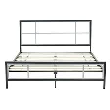 Classic brands mornington upholstered platform bed | headboard and metal frame with wood slat support, queen, linen. Queen Size Modern Platform Metal Bed Frame With Headboard Footboard And Wooden Slats Fastfurnishings Com