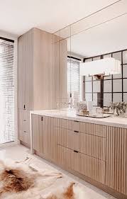 Fluted White Oak Vanity By Mdm Design Studio Kitchen Cabinets In Bathroom Modern Bathroom Bathroom Interior Design