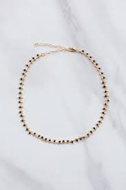 Black And Gold Necklace Gold Beaded Drip Choker Black Gold Bar Necklace Star Charm Necklace Diamond Cross Pendants