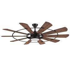 Harbor Breeze Henderson 60 In Matte Black Led Indoor Ceiling Fan With Remote 10 Blade Lowes Com Ceiling Fan With Light Ceiling Fan Ceiling Fan With Remote