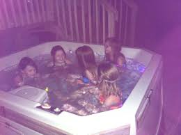 It Looked Really Cool With The Lights Out With The Glow Sticks In The Hot Tub Glow Sticks Party Girls Hot Tub