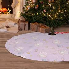 Lukts Shells Pearl patten Christmas Tree Skirt Decoration for Merry  Christmas Party Christmas Tree Skirt Decorations-30"