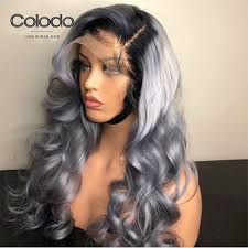 Black And Grey Lace Front Wig Colodo Ombre Grey Lace Front Human Hair Wig With Baby Hair Wig Hairstyles Human Hair Wigs Grey Hair Wig