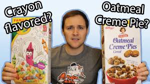Trying Weird Walmart Cereals Oatmeal Creme Pie Cereal Crayola Cereal Youtube
