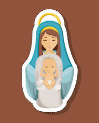 Premium Vector Mary Cartoon With Baby Jesus Icon