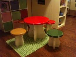 Diy Kids Mushroom Table And Toad Stools Updated Diy Stool Diy Kids Furniture Kids Stool