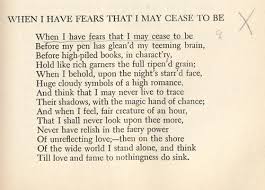 When I Have Fears That I May Cease To Be Keats Rhyme Scheme Keats John Keats