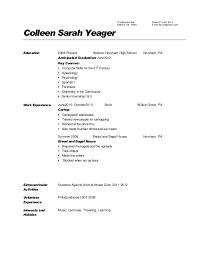 resume examples expected graduation