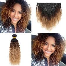 And gorgeous curly hair is the holy grail of hair extensions. Ombre Afro Kinky Curly Clip In Human Hair Extensions 1b 4 27 120g