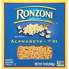 Alphabets noodles are most commonly used in soups. Ronzoni Alphabets Pasta Noodles Foodtown