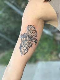 Heart Brain By Ben Ervin At Broken Clover Tattoo In Tucson Arizona Brain Tattoo Clover Tattoos Heart Tattoo