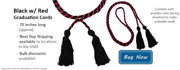 Black — powerful, sophisticated, edgy; Black And Red Graduation Cords To Wear For Honors