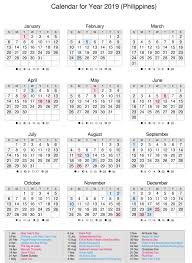 Philippines 2019 Calendar Calendar Printables 2019 Calendar Calendar Template
