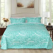 homcosan quilt bedspreads sets queen full size 90x98 inches reversible cyan sea patchwork patterns lightweight bedspread set quilted bedspreads bed spreads