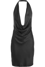 Black Draped Silk Satin Halterneck Dress Stella Mccartney Halterneck Dress Black Satin Dress Fashion