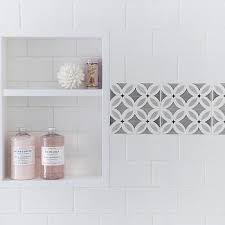 White Shower Tiles With Gray Border Tiles Framing Tiled Shower Niche White Subway Tile Shower Tile Shower Niche White Tile Shower
