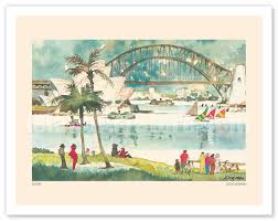 Fine Art Prints Posters Australia Sydney Harbour Bridge And Opera Pan American World Airways Giclee Art Prints Posters Islandartstore Com