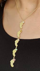 Personalized 925 Sterling Silver Vertical Baby Feet Necklace With Birthstones Solo Mio Italian Jewelry Baby Feet Necklace Real Gold Necklace Gold Necklace Women