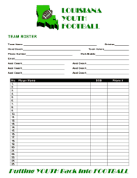 blank football rosters fill online printable fillable