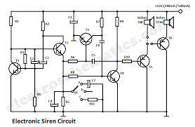 A circuit diagram behind a circuit board. Electronic Siren Circuit Diagram