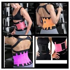 weightlifting belt and waist shaper colors blue pink orange