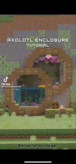 The axolotl is one of the new mobs being released in the caves and cliffs . Axolotl Enclosure In 2021 Minecraft Cottage Cute Minecraft Houses Minecraft Decorations