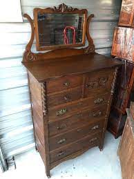 Early Antique Oak Highboy Chest With Mirror Hat Box 18d34w48h67h Shipping Is Not Free Antiques Oak Tree Furniture