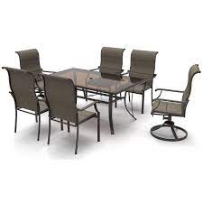 Please note, while their sale advertises up to 40% off, we've found deeper discounts on. Hampton Bay Riverbrook Espresso Brown 7 Piece Outdoor Patio Steel Rectangular Glass Top Di The Home Depot Canada