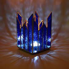 No two are ever the same. Glass Candle Holder Cobalt Blue Stained Glass Stained Glass Candle Holders Stained Glass Candles Glass Candle