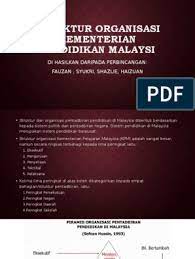 Pendidikan merupakan mekanisme asas dalam meningkatkan pembangunan negara agar dapat berdaya saing di peringkat antarabangsa. Struktur Organisasi Kementerian Pendidikan Malaysia