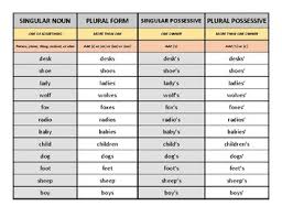 Singular Plural And Possessive Noun Practice