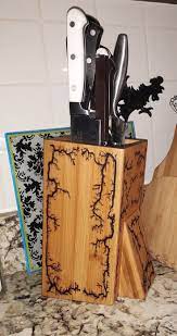 Fractal Burns On Bamboo Knife Block Wood Projects Wood Lichtenberg Figures