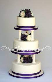 Purple And Ivory Wedding Cake Wedding Cake Fresh Flowers Ivory Wedding Cake Purple Wedding Cakes