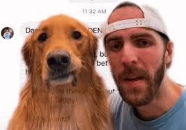 Man celebrates his dog