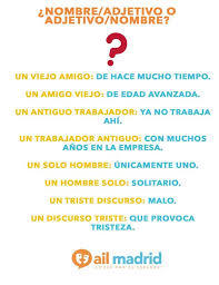 Algunos Adjetivos Pueden Cambiar Su Significado En Funcion De Su Posicion Con Respecto Al Nombre Al Que A Sustantivos Y Adjetivos Adjetivos Cosas De La Escuela