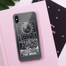 The Moon Tarot Card White Clear Phone Case For Iphone 12 Mini Etsy The Moon Tarot Card Phone Cases Black Iphone Cases