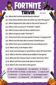 Dec 01, 2019 · fortnite season 1 quiz! 60 Fortnite Trivia Questions Answers Meebily Trivia Questions And Answers Fun Trivia Questions Trivia Questions For Kids