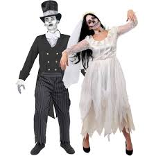 Bride of beetlejuice style costume short version bride dress. Paare Ghost Brautpaar Kostume Halloween Kostum Seine Hers Zombie Ebay