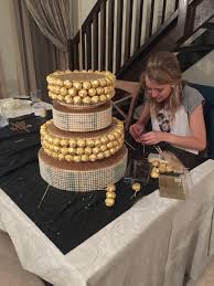 All The Ferrero Rocher Chocolates Are Inserted With A Toothpick And Slid Into The Polystyrene Birthday Chocolates Birthday Cake Chocolate Chocolate Flowers