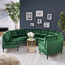 Jazmine Glam 6 Seat Modular Velvet Sectional Sofa By Christopher Knight Home Navy Blue Velvet Sectional Green Couch Living Room Living Room Furniture Styles