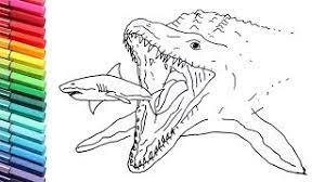 Bayona and starring chris pratt. Drawing And Coloring Jurassic World Mosasaur And Shark Dinosaur Color Pages For Children Youtube