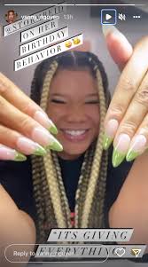Storm Reid's Green Chrome French Manicure