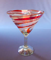 Red martini glass photos and images. Red White Swirl Martini 12oz Mexican Blown Glass