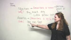 Unlike an adjective that just describes the pronouns, adverbs describe verbs. English Grammar Adjectives Adverbs Youtube