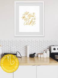 let them eat cake gold calligraphy wall