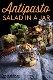 Antipasto can be as simple as cold meats and salami, breads, olives, cheeses, marinated and freshly cooked vegetables to bruschetta, fritters, crostini, frittata and many other dishes. Summer Antipasto Salad In A Jar Meal Prep Ideas Spoonabilities